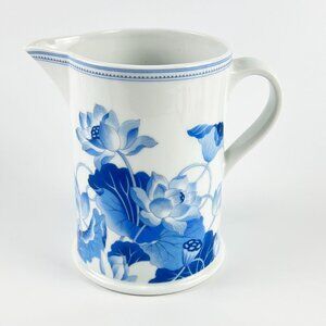 Vintage 1979 Estee Lauder Indigo Flower Collection Blue and White Pitcher Vase